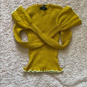 Yellow knitted crop top